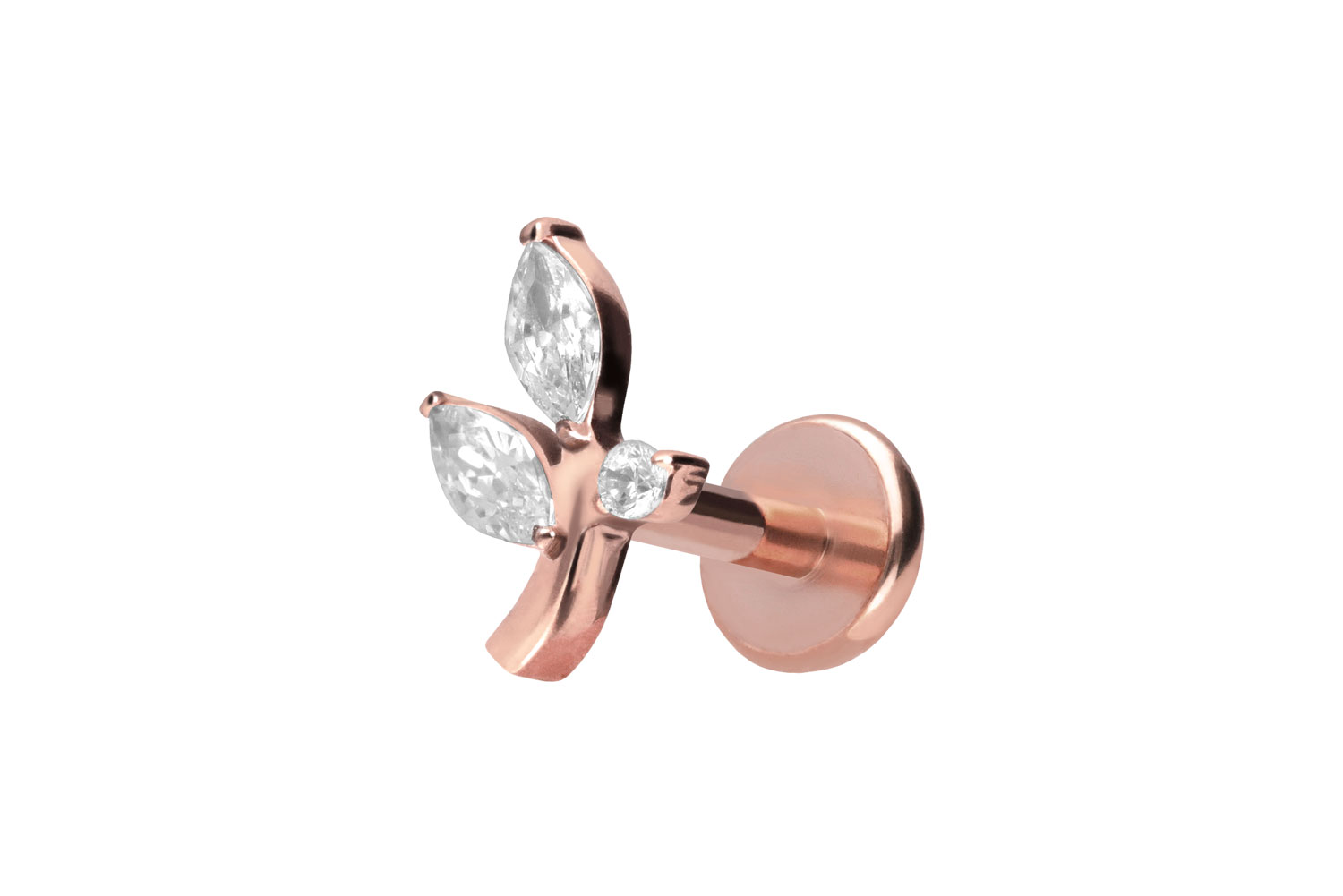 Titan Labret Piercing mit Push Fit KRISTALLZWEIG